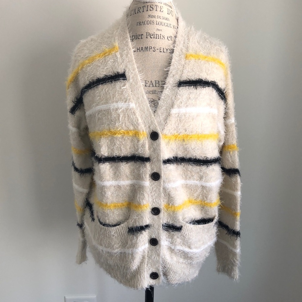 NWOT Striped Eyelash Cardigan Sweater